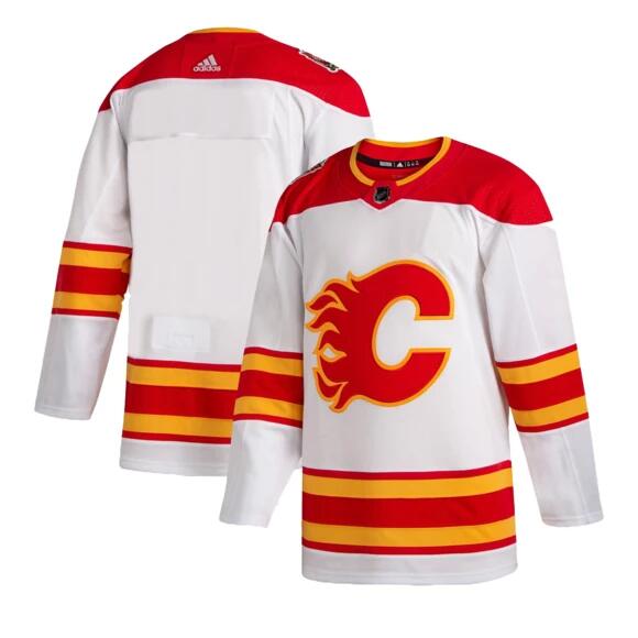 Men's Calgary Flames White Blank Away Stitched NHL Jersey
